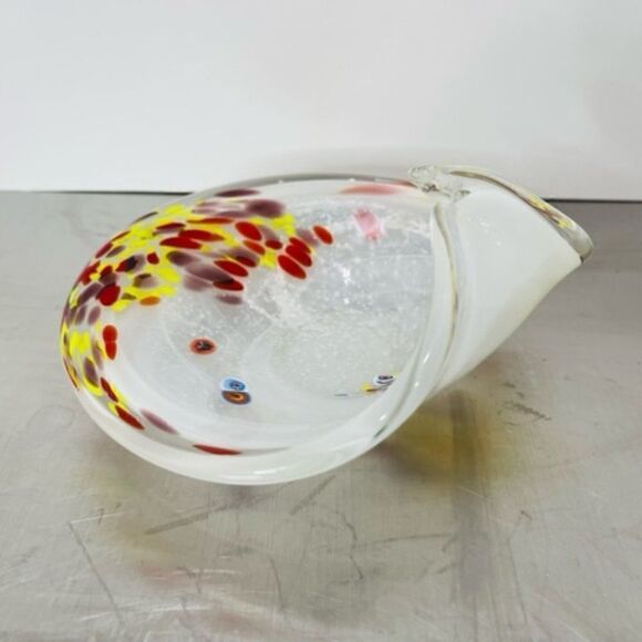 Murano Style Millefiori Clear Swirl Yellow Red White Twist End 7.25" 7.25" by 3. - Picture 6 of 9
